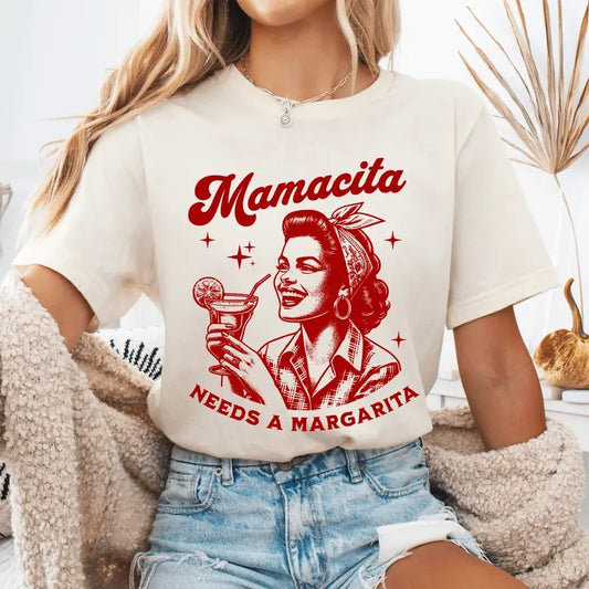 Mamacita Needs a Margarita Unisex Crewneck Shirt, Cinco de Mayo Shirt Available in Long Sleeve, Cotton Raglan 3/4 length Sleeve or Short Sleeve