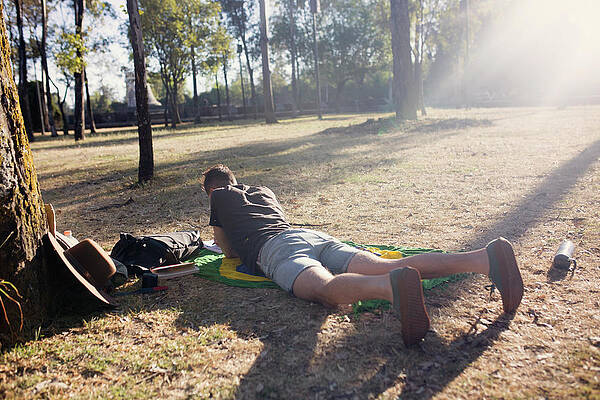 Man Reading A Book In A Park #4 Print