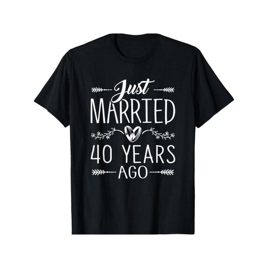 40th Wedding Anniversary Celebration T-Shirt for Couples - Cotton, Casual Fit with Geometric Print, Perfect for Daily Wear & Outdoor Activities Made in USA