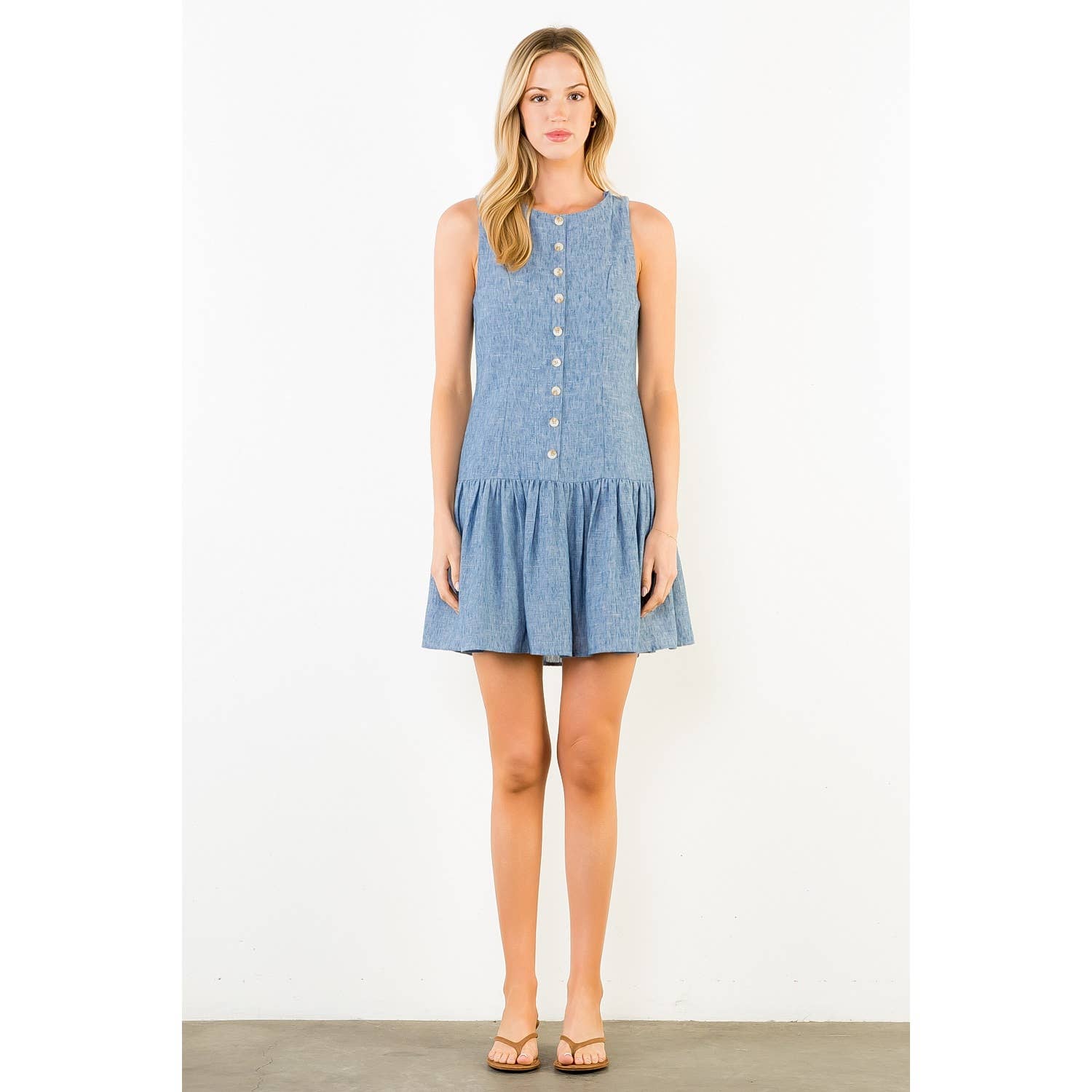 Sleeveless Button Down Denim Dress