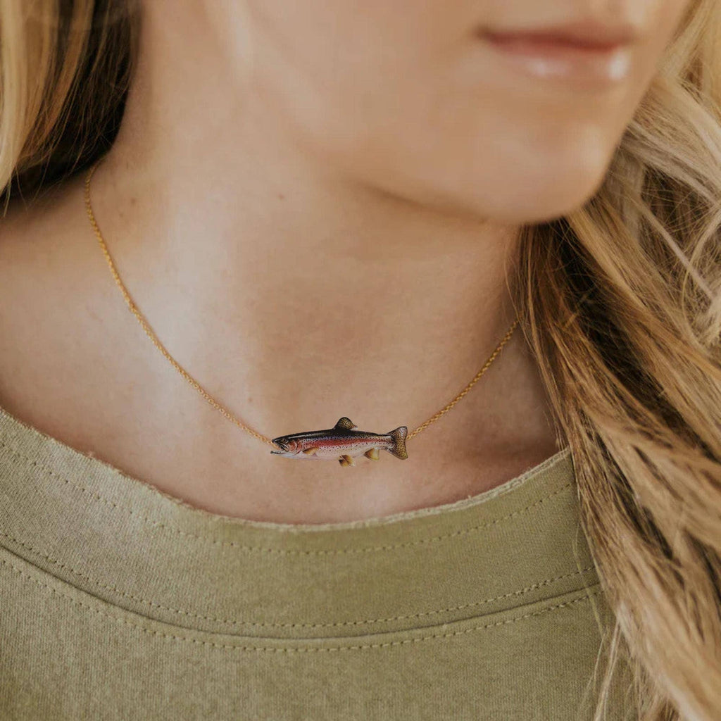 Trout Pendant Necklace, Fishing Jewelry, Durable Plastic