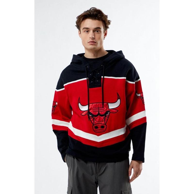47 Brand Men's Chicago Bulls Lacer Hoodie T-Shirts, Sweatshirt | DripVista.com