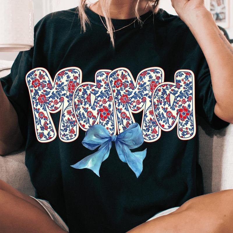 4Th Of July Mama Floral Shirt, American Girl Shirt, Mama Mini Shirt, Star And Stripe Shirt, Memorial Day Shirt, Usa Shirt, American Mama, Mom Shirt