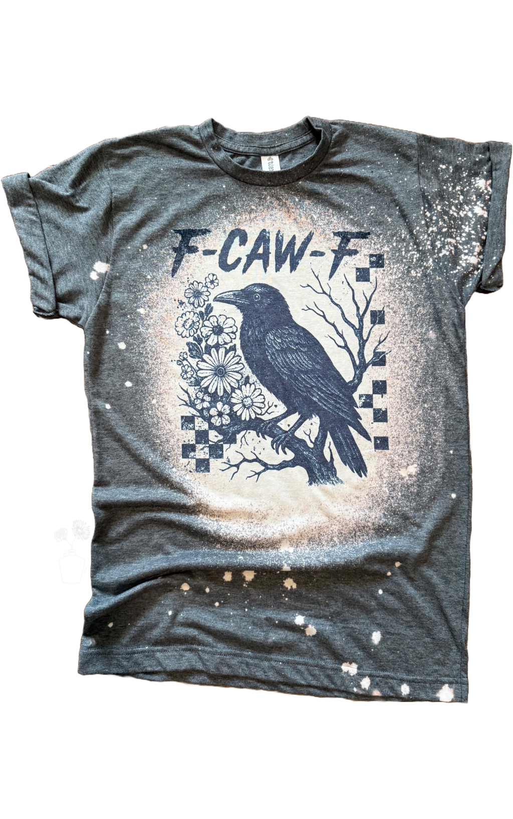 F-Caw-F Raven Checkered Bleached Tee