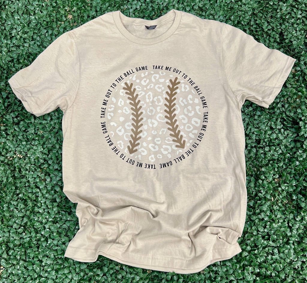 Take Me Out Leopard Baseball On Gildan Softstyle Sand