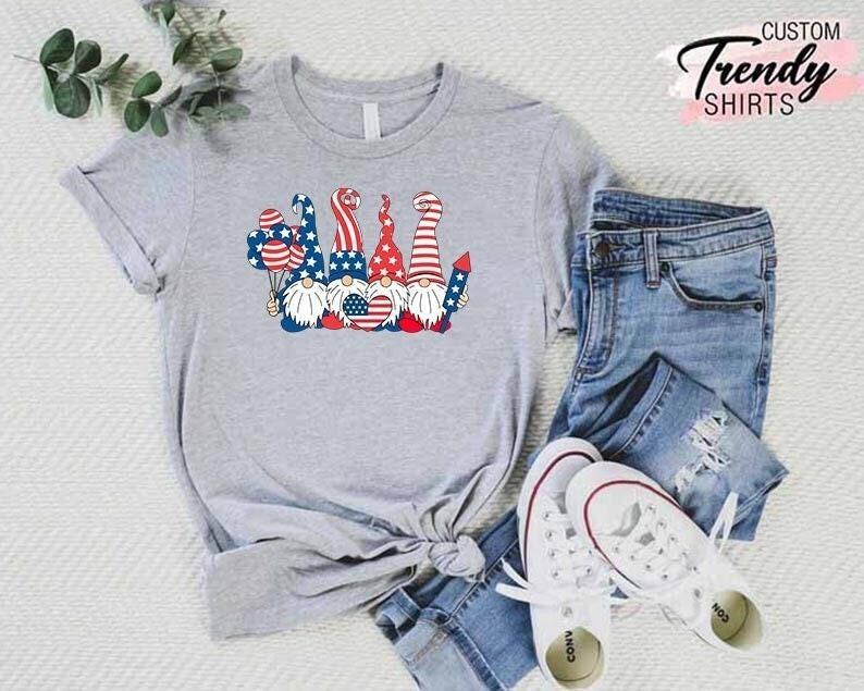 4th Of July Gnome Shirt American Gnome Shirt 4th Of July Gift Patriotic Shirt Memorial Day Gift Shirt Fourth Of July Gifts For Women
