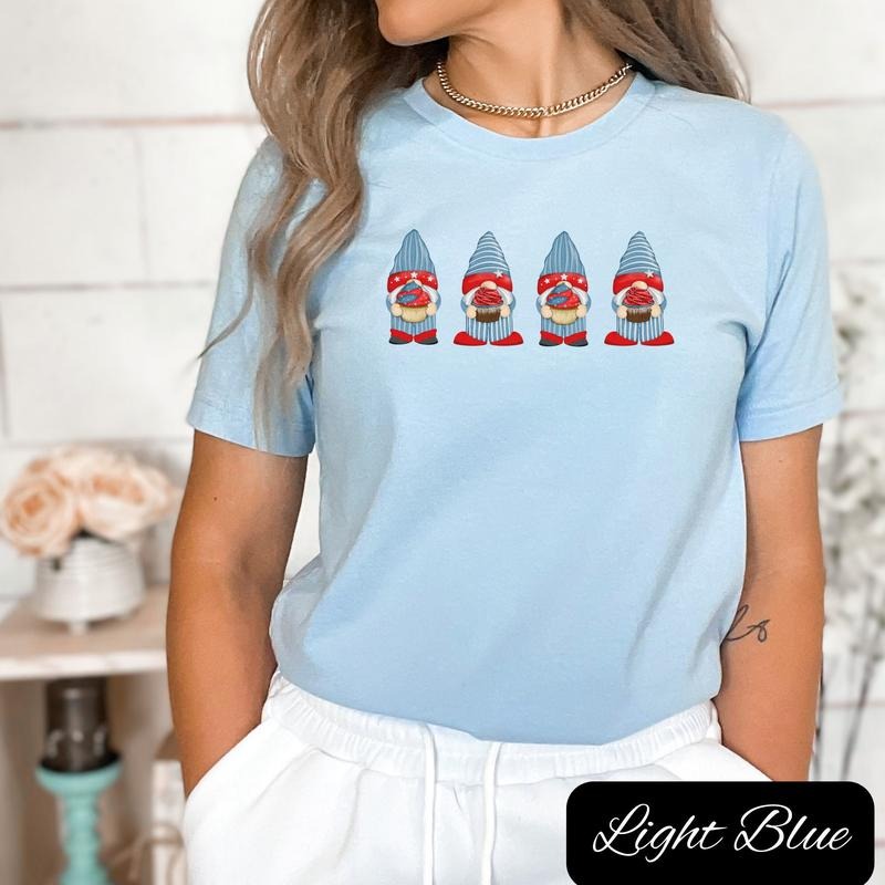 4th Of July Gnome Shirt American Gnome Shirt Patriotic Gnome 4th Of July Cupcakes Memorial Day Labor Day Bbq Shirt Cute 4th Of July Tee