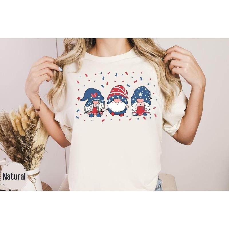 4th Of July Gnome Tshirt Gnome T-shirt Gnome Top Patriotic Shirt Independence Day Shirt 4th Of July Gift Independence Day Gift
