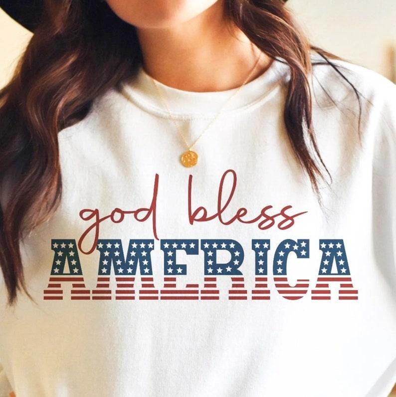 4th Of July Shirt, God Bless America T-Shirt or Crew Sweatshirt, Independence Day Tee, Crew Sweatshirt