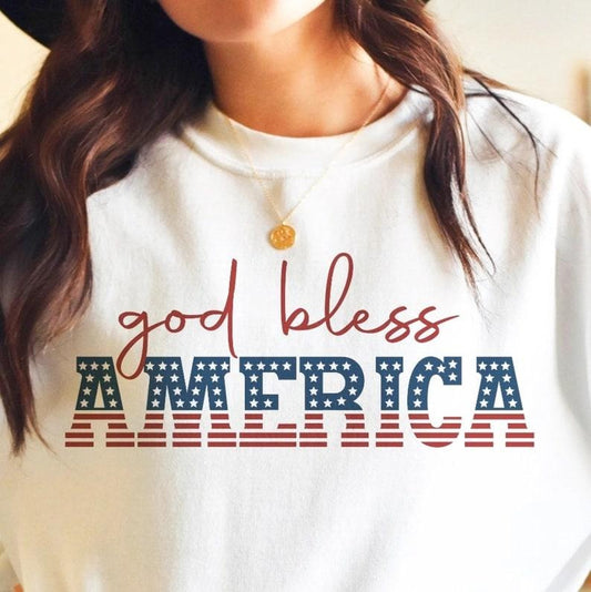 4th Of July Shirt, God Bless America T-Shirt or Crew Sweatshirt, Independence Day Tee, Crew Sweatshirt