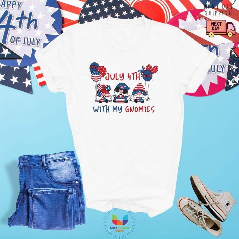 4th Of July With Gnomes Tee Freedom Shirt Fourth Of July Shirt Independence Day Shirts Patriotic Family Shirts Memorial Day
