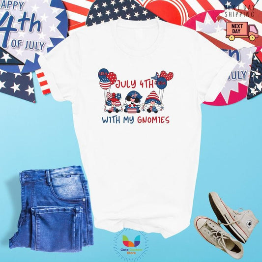 4th Of July With Gnomes Tee Freedom Shirt Fourth Of July Shirt Independence Day Shirts Patriotic Family Shirts Memorial Day
