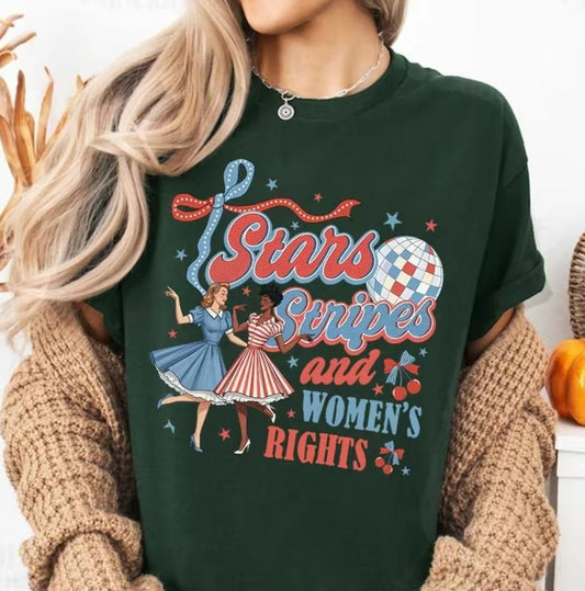 4th of July Feminist Stars Stripes And Women's Rights Shirt, Retro Fourth Of July Shirt, Funny Feminist Graphic Tee, Girl Power USA Shirt