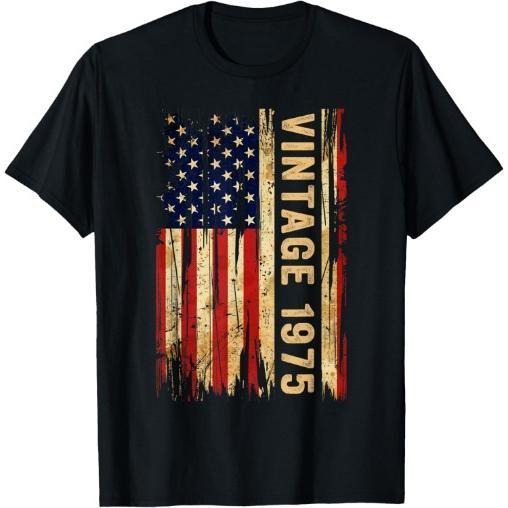 50 Years Old Vintage 1975 American Flag 50th Birthday Men T-Shirt Made in USA Hoodie, Sweatshirt | DripVista.com