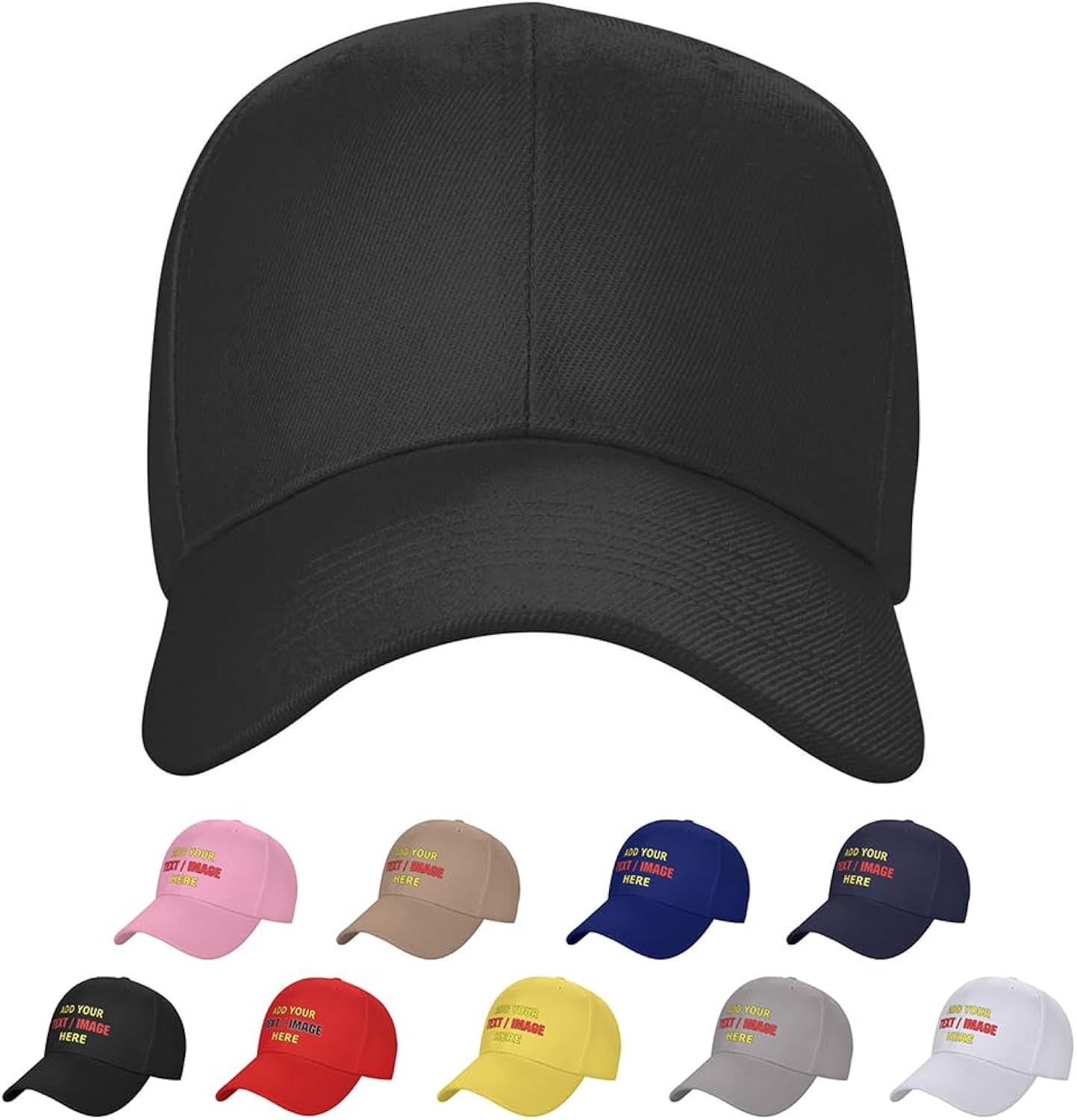 Custom Hats, Custom Baseball Cap with Company Team Name Logo Personalized Adjustable Travel Sun Hat