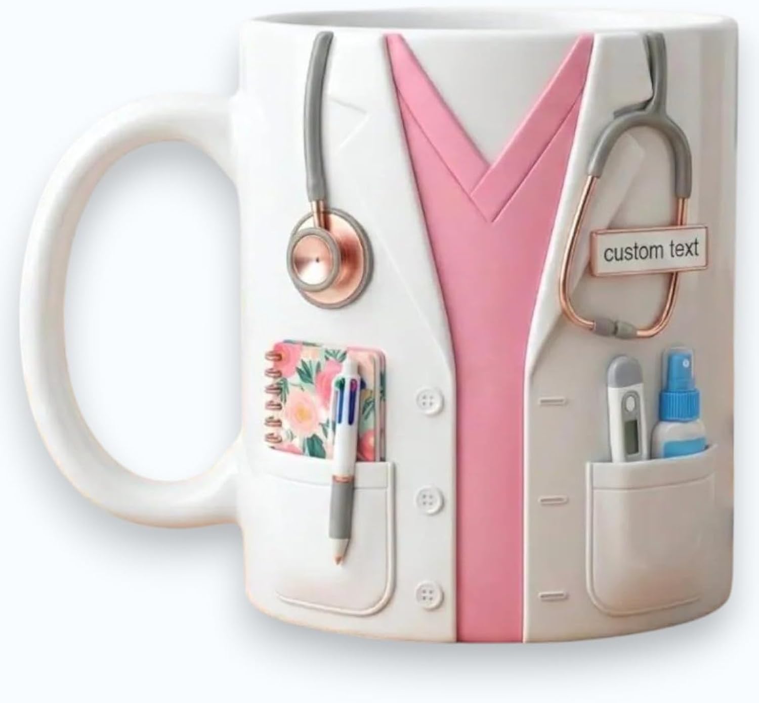 Personalized 3D Effect Doctor Mug, Custom Dr Ceramic Coffee Cup, Dr Coffee Mug with Stethoscope Design, Doctors & Medical Students Graduation Gifts, 2026 Doctor's Day Gift DS02