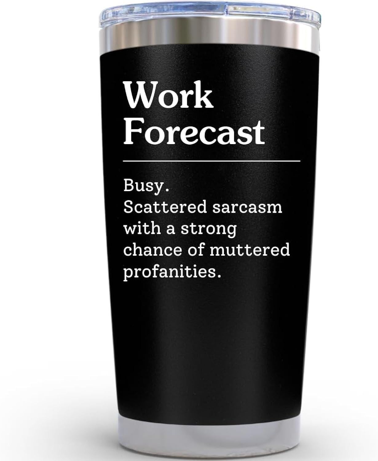 Work Anniversary Mug Gift - Work Forecast -Funny Work Gifts for Coworker, Work Besties Gifts for Women Men, 20 Ounce Black Coffee Tumbler Gag Gift for Men At Work Appreciation Cup, Gift for Coworker