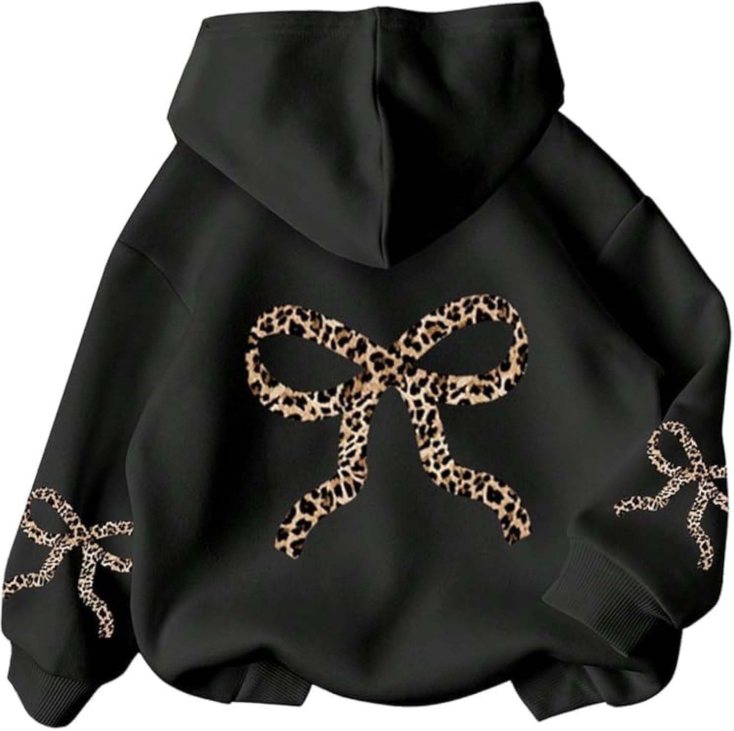 Girls Bow Graphic Hoodies Oversized/Cropped Hoodie Teen Pullover Long Sleeve Hooded Sweatshirt Casual Preppy Cute