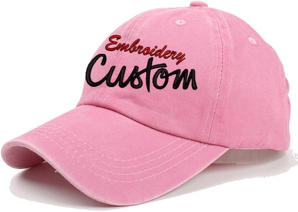 Custom Embroidered Baseball Cap Personalized Text Design Your Own Vintage Washed Hats Adjustable