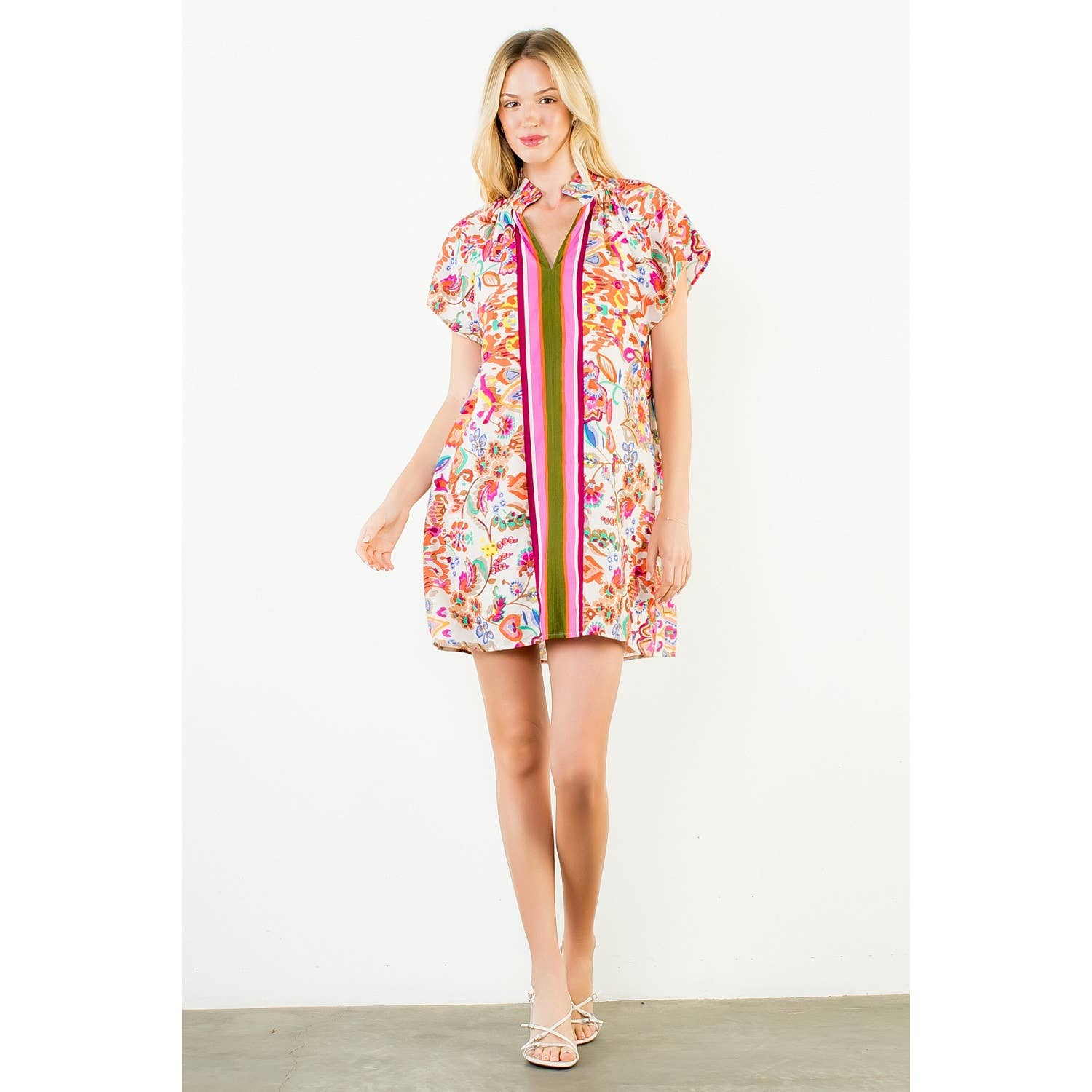 Short Sleeve Flower Dress