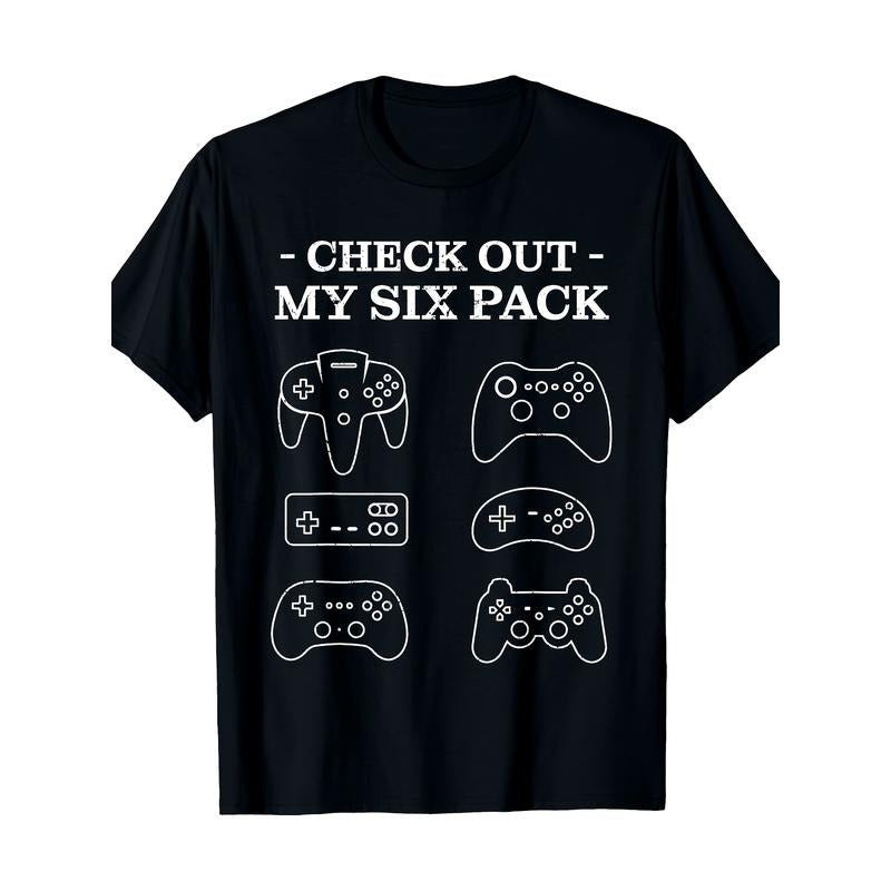 6 Six Pack Gamer 220g Funny Gamers Gift T-Shirt - Video made in usa Hoodie, Sweatshirt | DripVista.com