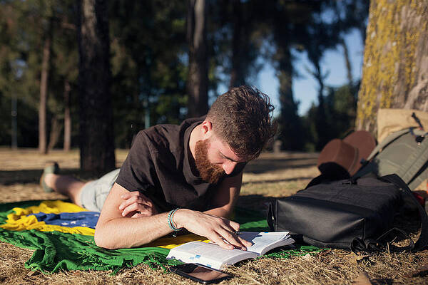 Man Reading A Book In A Park #6 Print