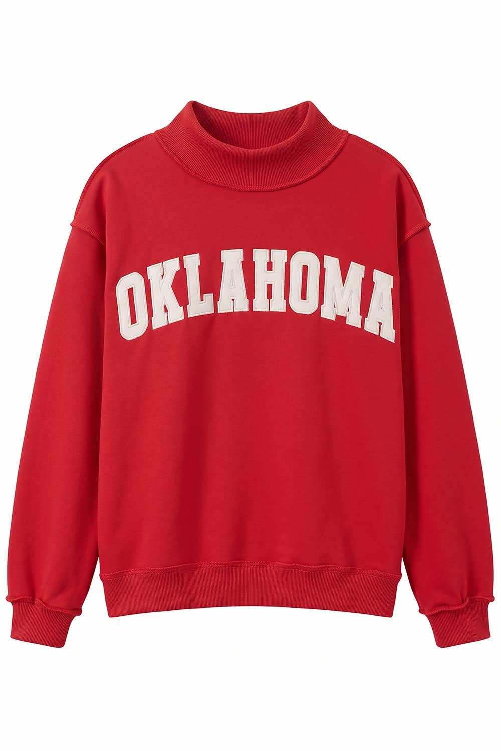 IT2594E-OKLAHOMA  'oklahoma' Embroidered Mock Neck Sweatshir
