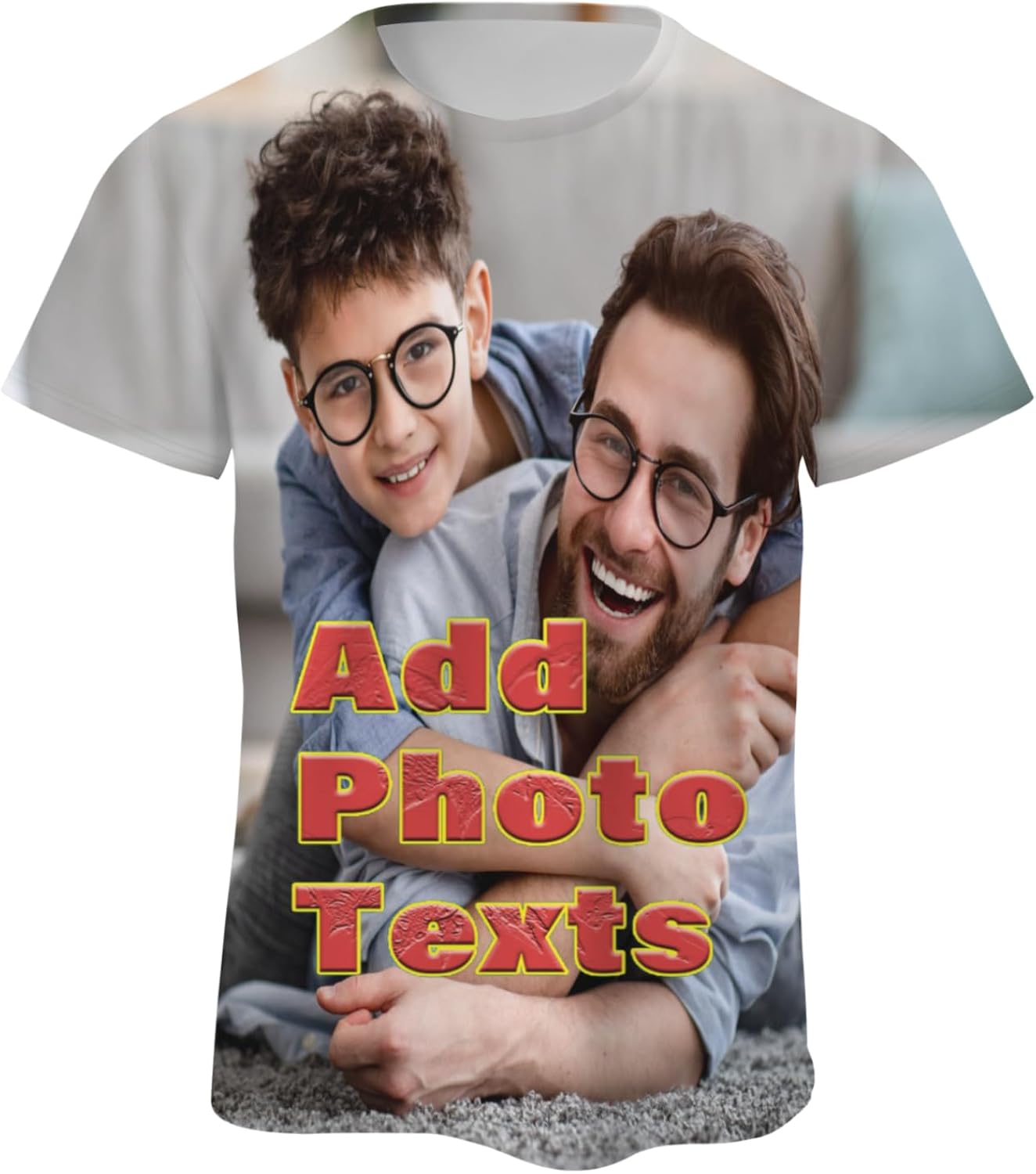 Custom T-Shirt Personalized Photos&Text Shirts All Over Print Short Sleeve Shirts for Men Women