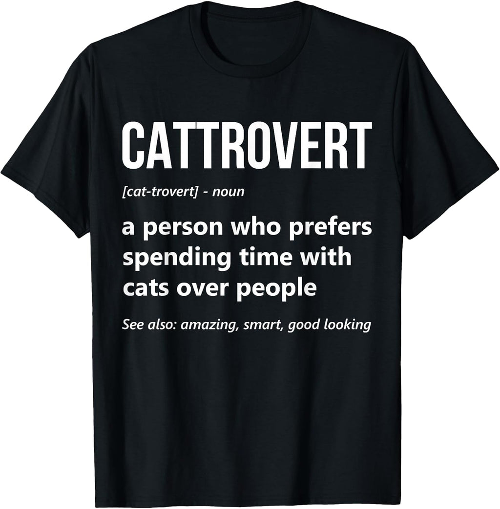 Cat Lover Funny Cattrovert Definition Kitty Kitten Cat Mom T-Shirt