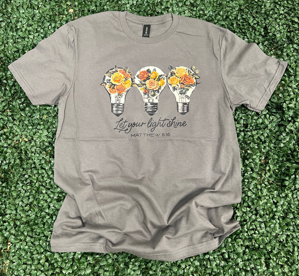 Let Your Light Shine Lightbulbs On Gildan Softstyle Charcoal