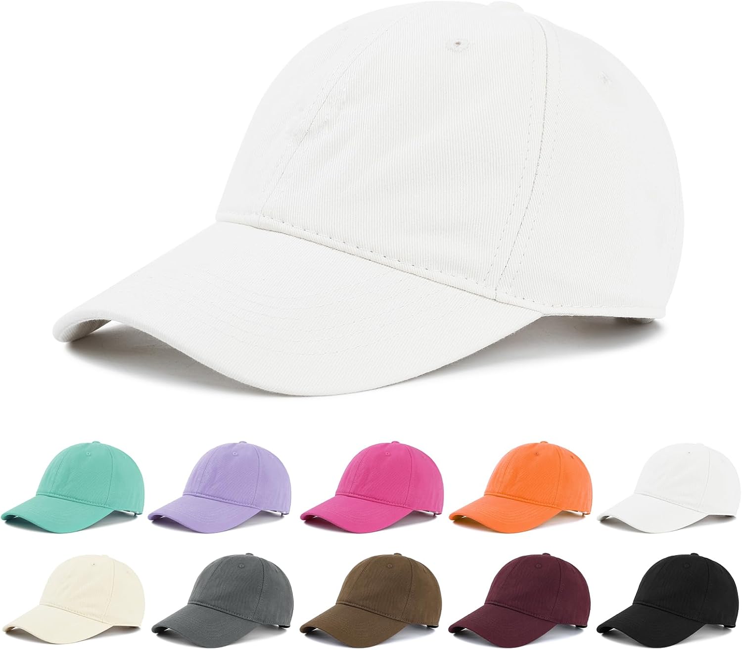 Baseball Cap for Women Men Adjustable Cotton Dad Hat, Classic Plain Ponytail Hat for Workout & Everyday Wear