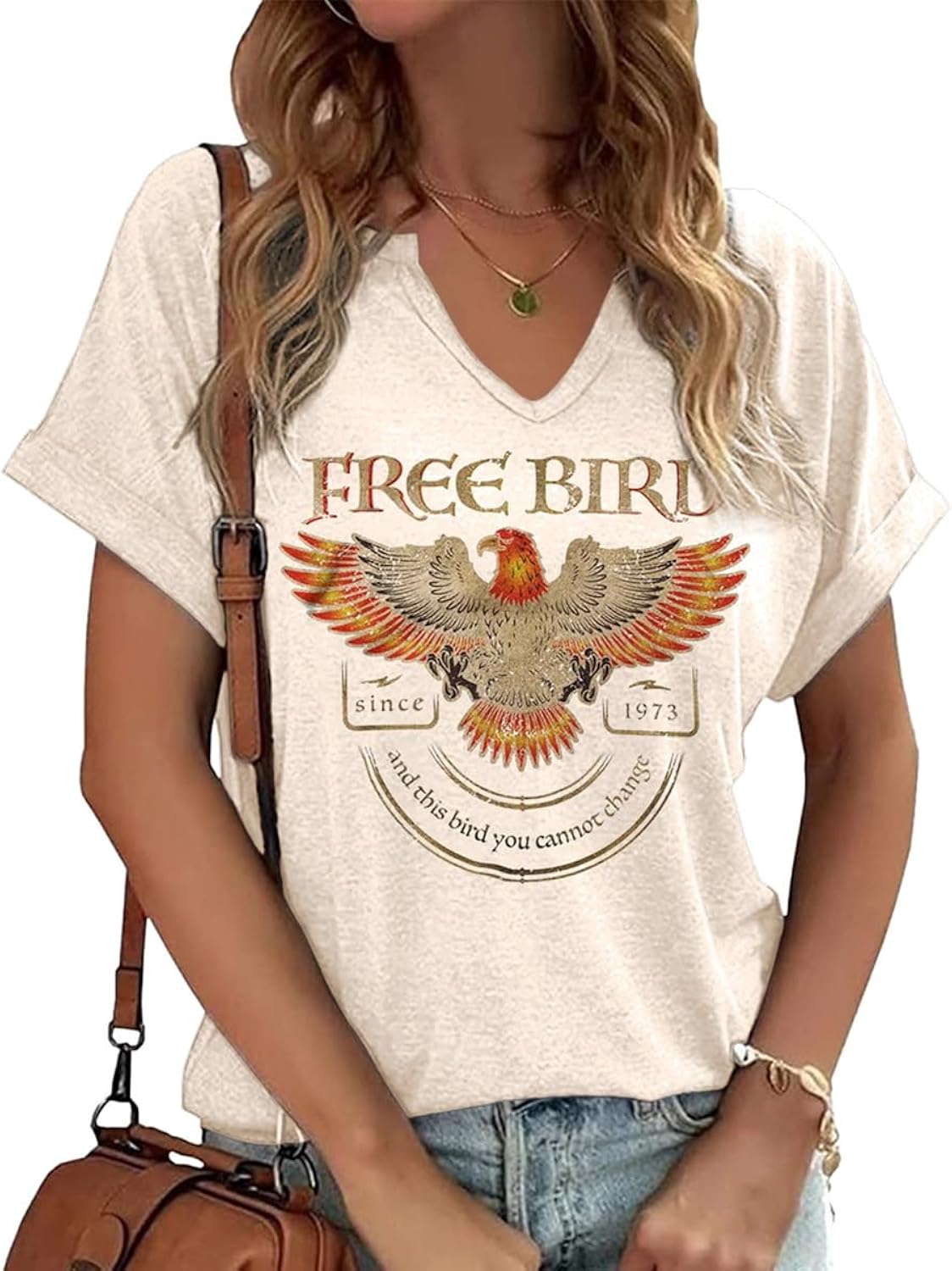 Vintage Rock Band T Shirt for Women Fashion Musical Tees Casual Sexy Notched V-Neck T Shirts Country Music Short Sleeve Tees…