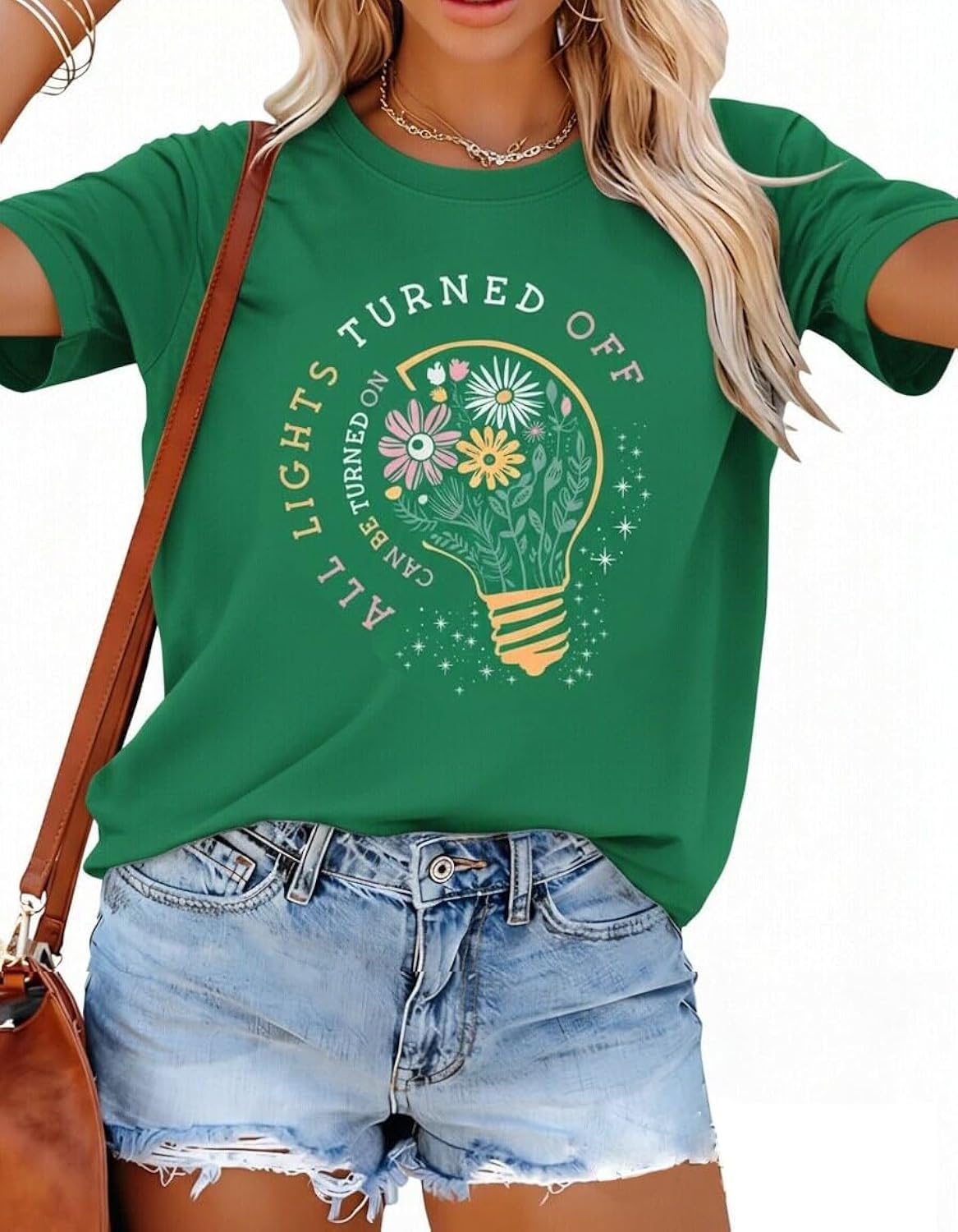 Mental Health Matters Shirt Women All Lights Turned Off Graphic Tees Wildflowers T-Shirts Inspirational Tops