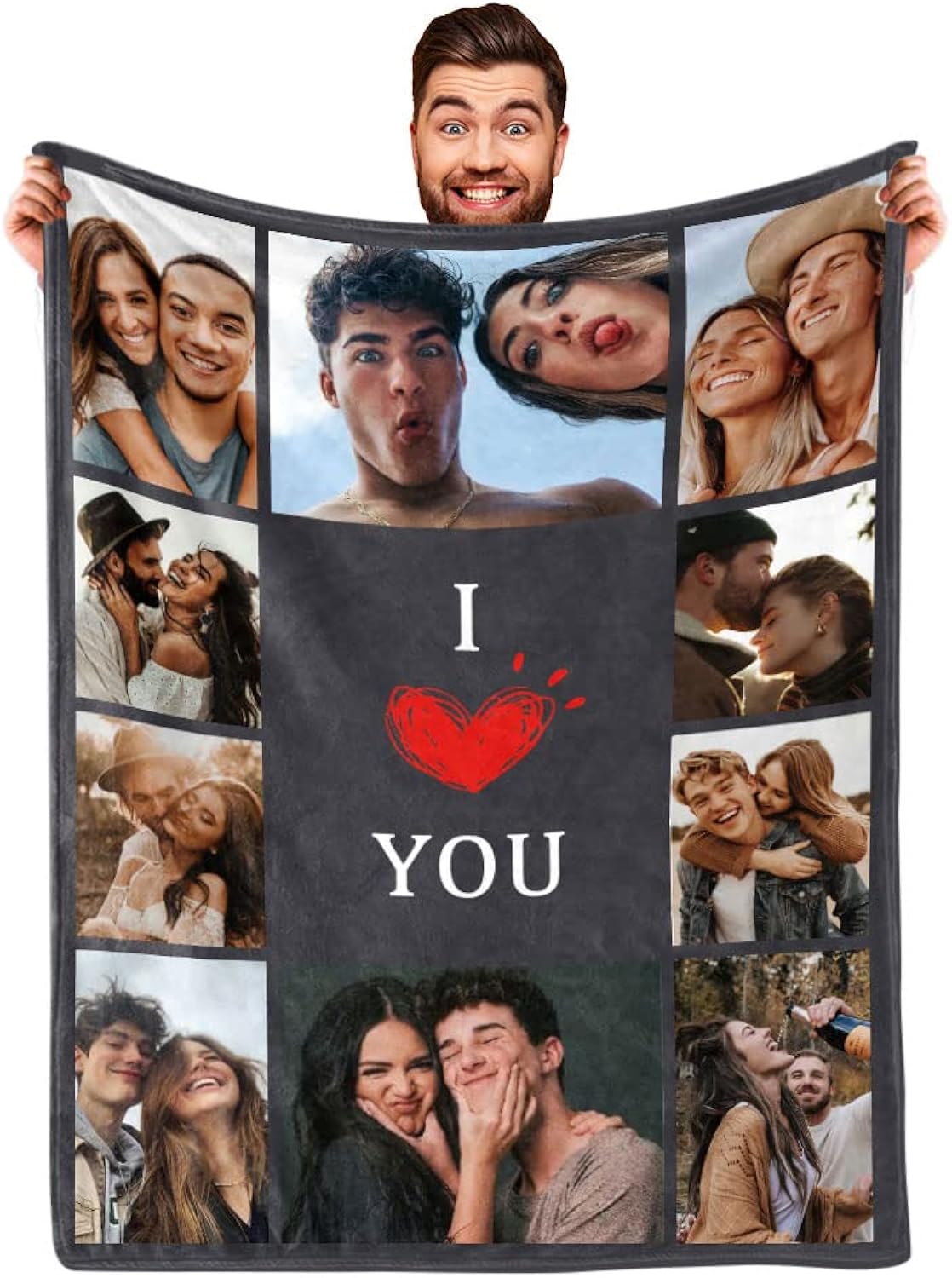 DayOfShe Custom Blanket with Photo I Love You Girlfriend Boyfriend Gifts,Personalized Blankets for Mom,Dad,Couple,Husband & Wife Birthday Gifts for Women Men