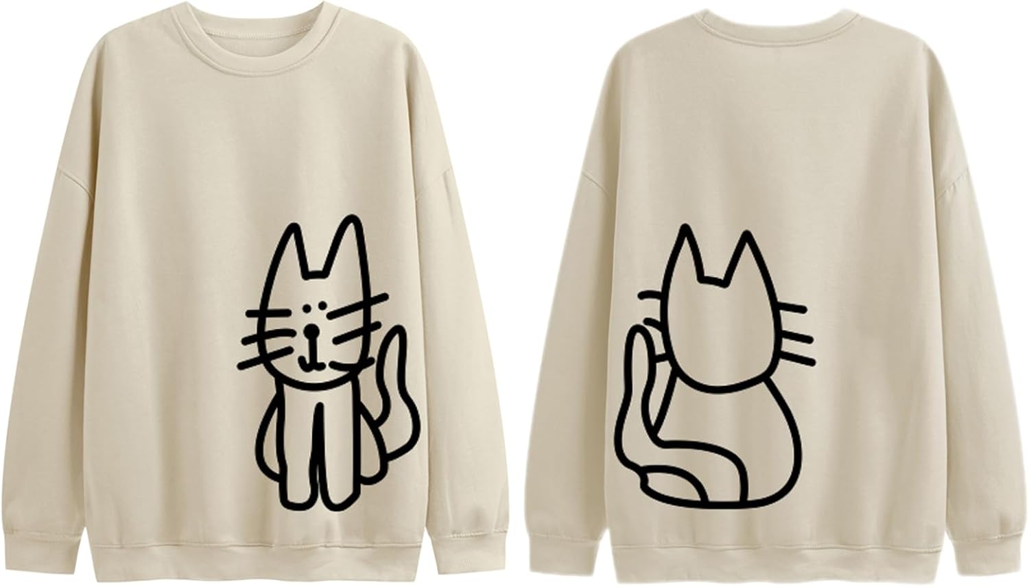 Cat Sweatshirts for Women Graphic Oversized Sweatshirt Funny Long Sleeve Shirt Cute Pullover Fleece Hoodie Tops