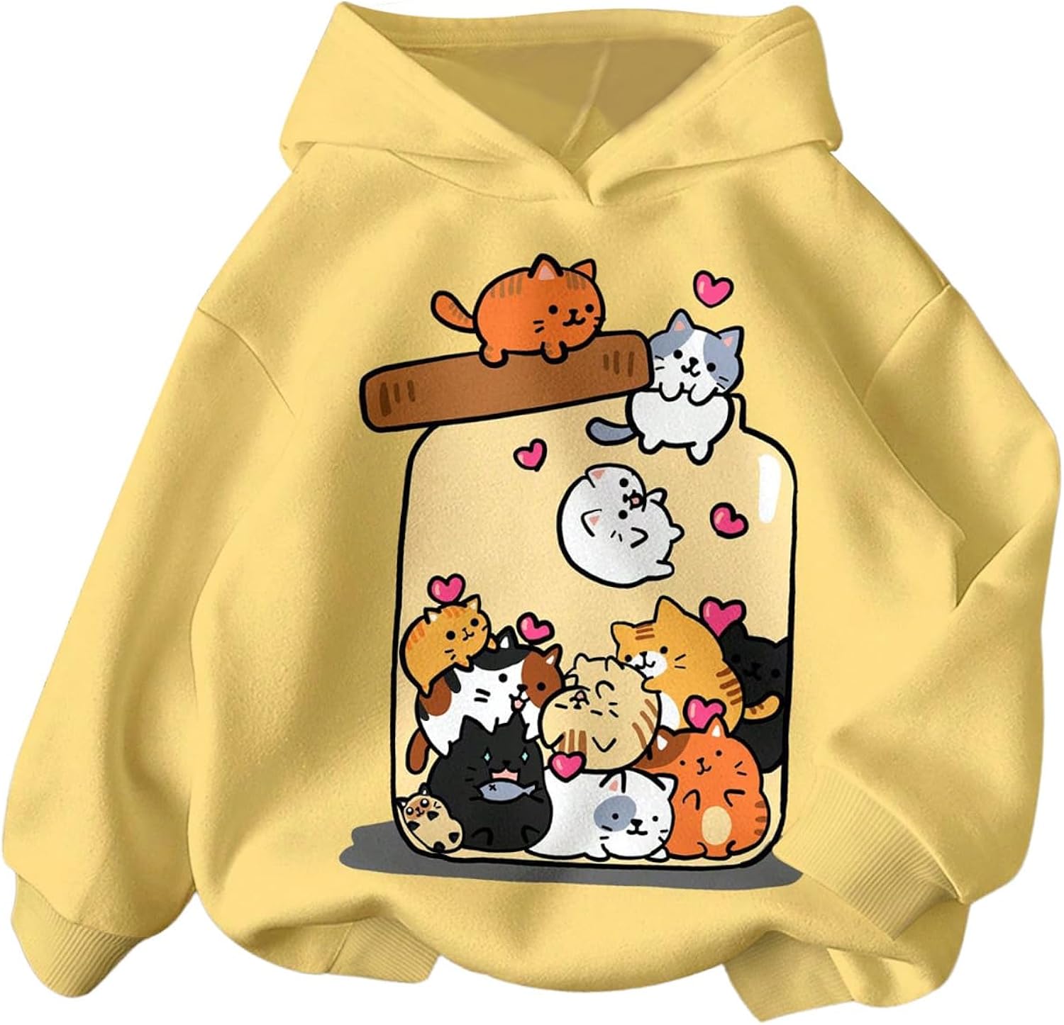 Girl's Graphic Long Sleeve Hooded Sweatshirt Cute Cartoon Print Pullover Hoodies Pullovers Casual Tops