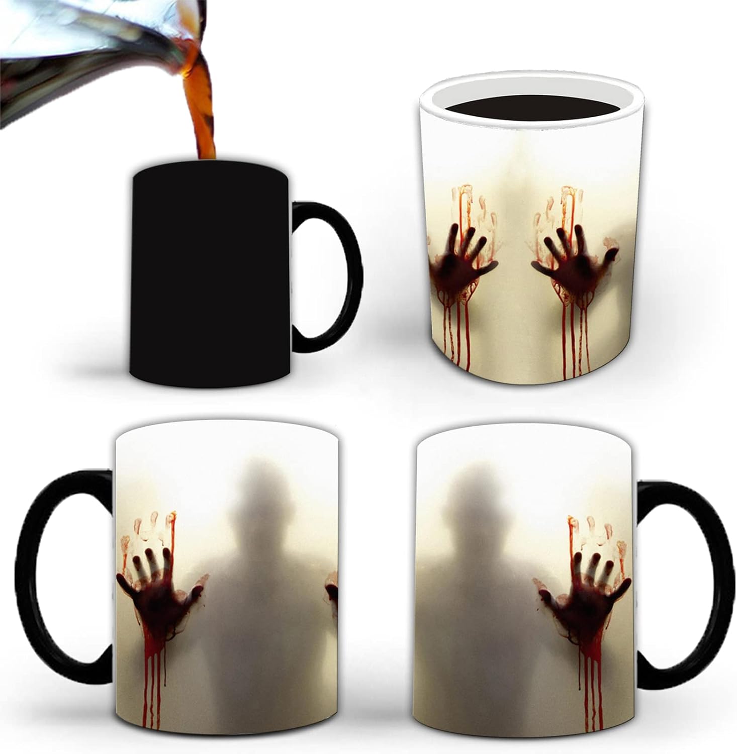 Horror Gifts for Men Women Adults, Halloween Coffee Mug (11oz) - Color Changing Zombie Ceramic Mug, Spooky Cup - Novelty Gifts for Halloween Christmas Birthday Mom Dad Friends (1pc)