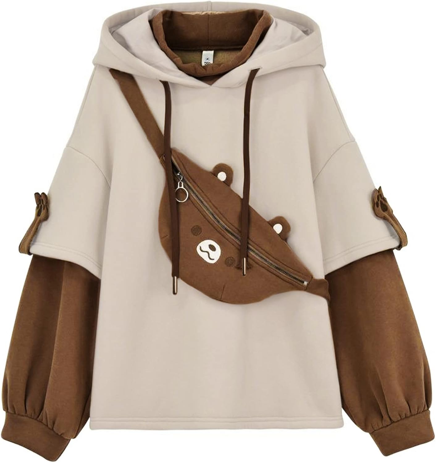Bear Hoodie for Girls, Cute Brown Bear Graphic Long Sleeve Hoodies Sweatshirt with Bag for Women Teen Girl and Kid