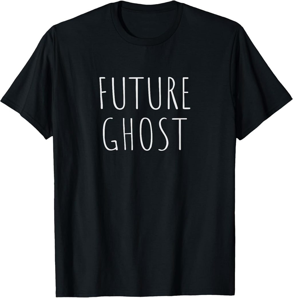 Future Ghost T-Shirt - Black, Unisex-Adults, Small, Short Sleeve, Crew Neck, Classic Fit, Halloween, Christmas