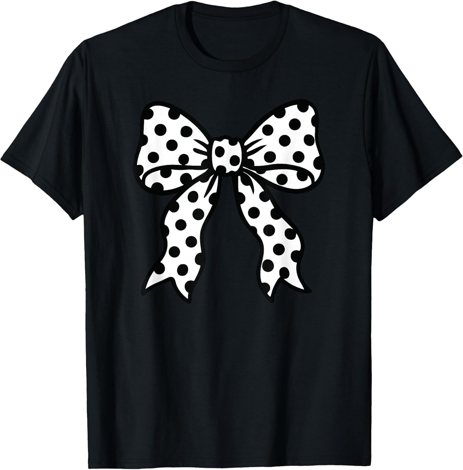 Coquette Polka Dot Bow Black and White Aesthetic T-Shirt