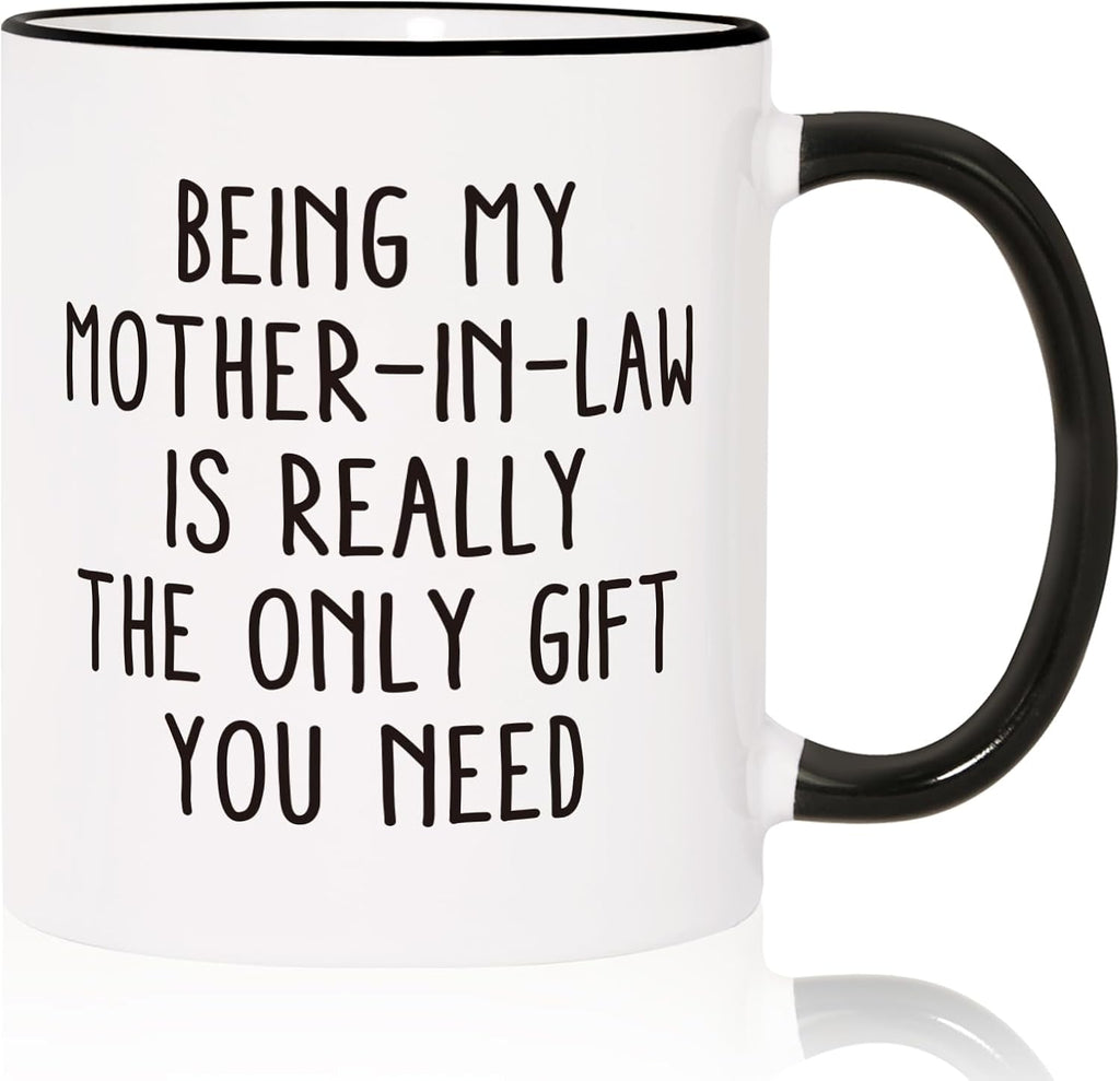 Shqiueos Funny Gifts for Mother-in-Law Coffee Mug 11oz, Gag Mother-in-Law Christmas Gift & Birthday Gifts, Mothers Day Present from Daughter-in-Law or Son-in-Law Ceramic Cup