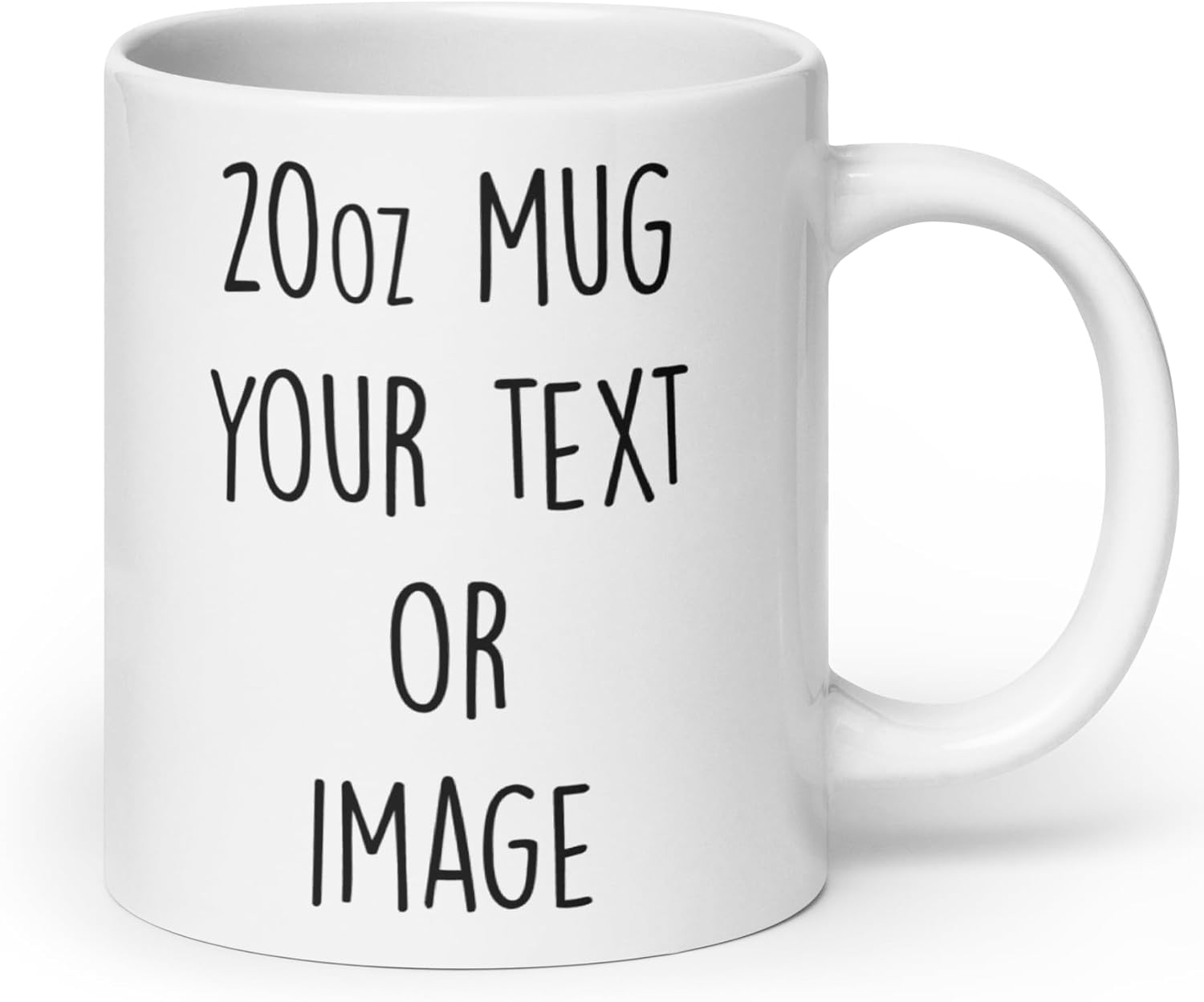 Generic 20oz Jumbo coffee mug - Personalized extra large cup with picture - XL oversized twenty ounce ceramic mug - Custom Photo printed or customized text, White