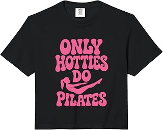 Only Hotties Do Pilates Pink Funny Workout Exercise Women Comfort Colors Crop Top