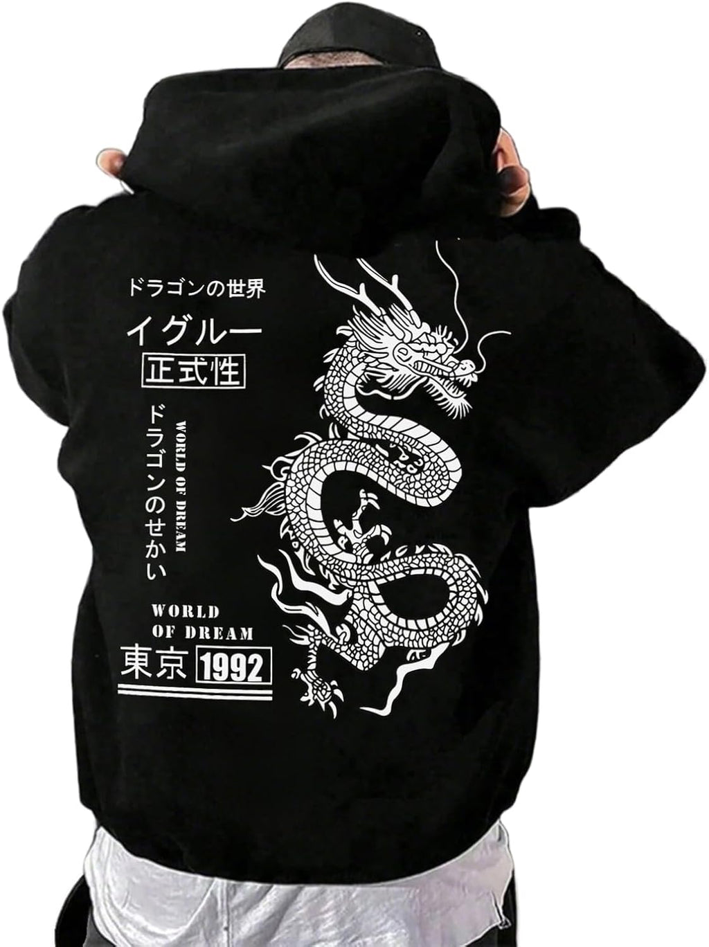 Men's Graphic Quarter Zip Hoodies Casual Long Sleeve Drop Shoulder Sweatshirt Pullover Streetwear Top