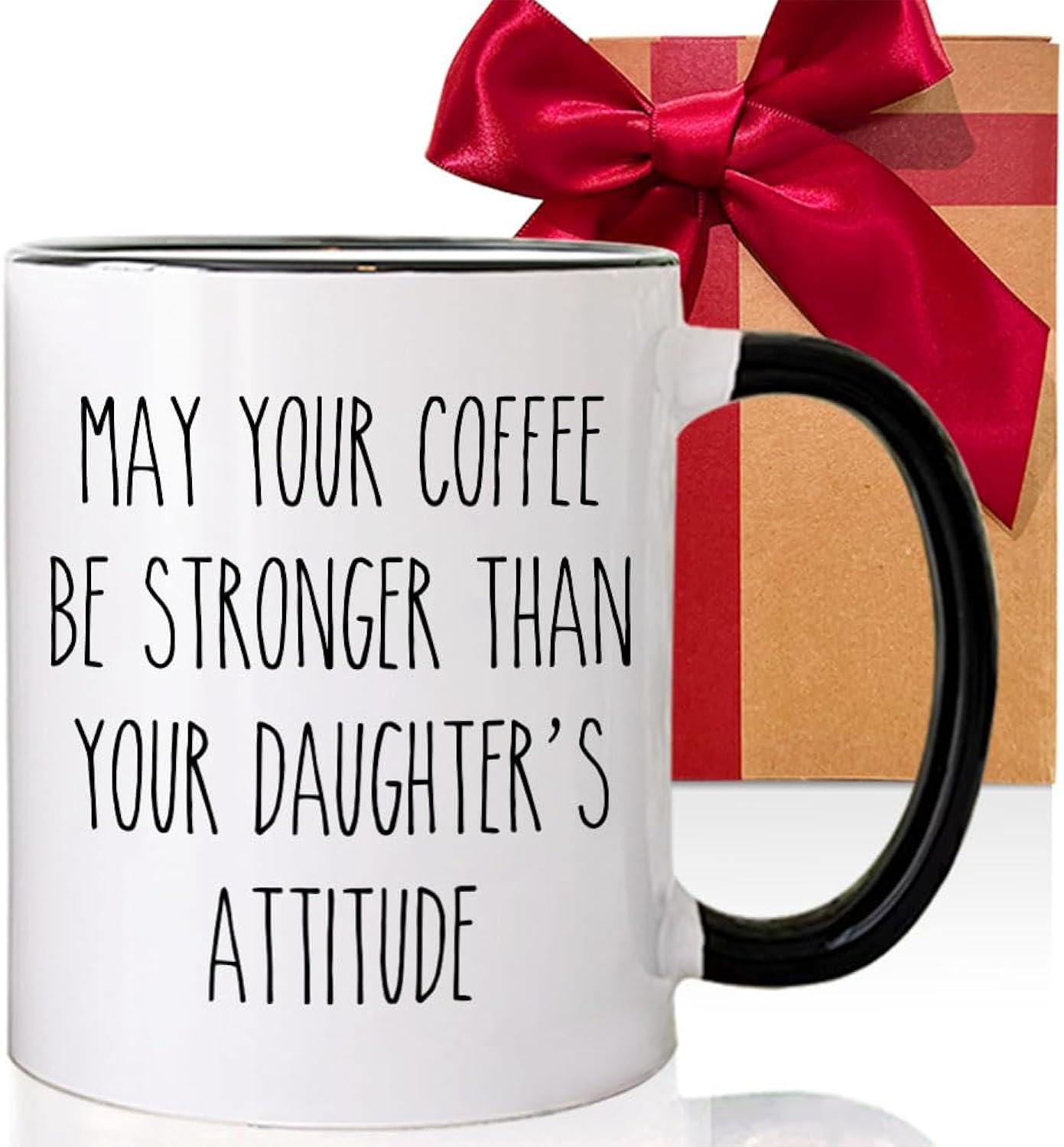 May Your Coffee Be Stronger Than Your Daughter's Attitude Mug for Mom Dad, Novelty Birthday Christmas Gifts for Dad Mom Grandma Grandpa, Funny Sarcastic Mug Gift for Wife from Husband