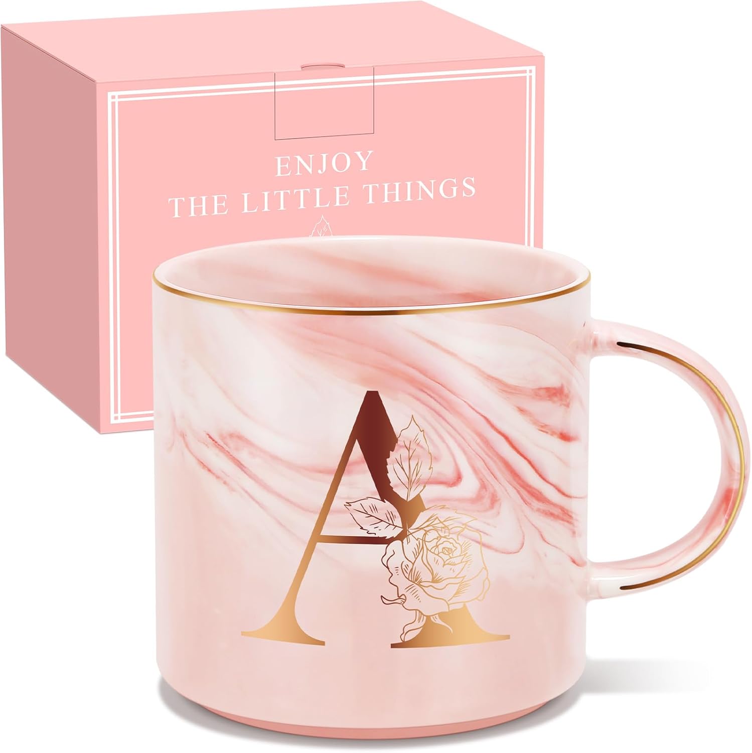Uwingess Mothers Day Gifts for Mom, Birthday Gifts for Women, Initial Mug with Gift Box, Personalized Monogram Letter Coffee Mug for Mom Friend Sister Teacher Coworker