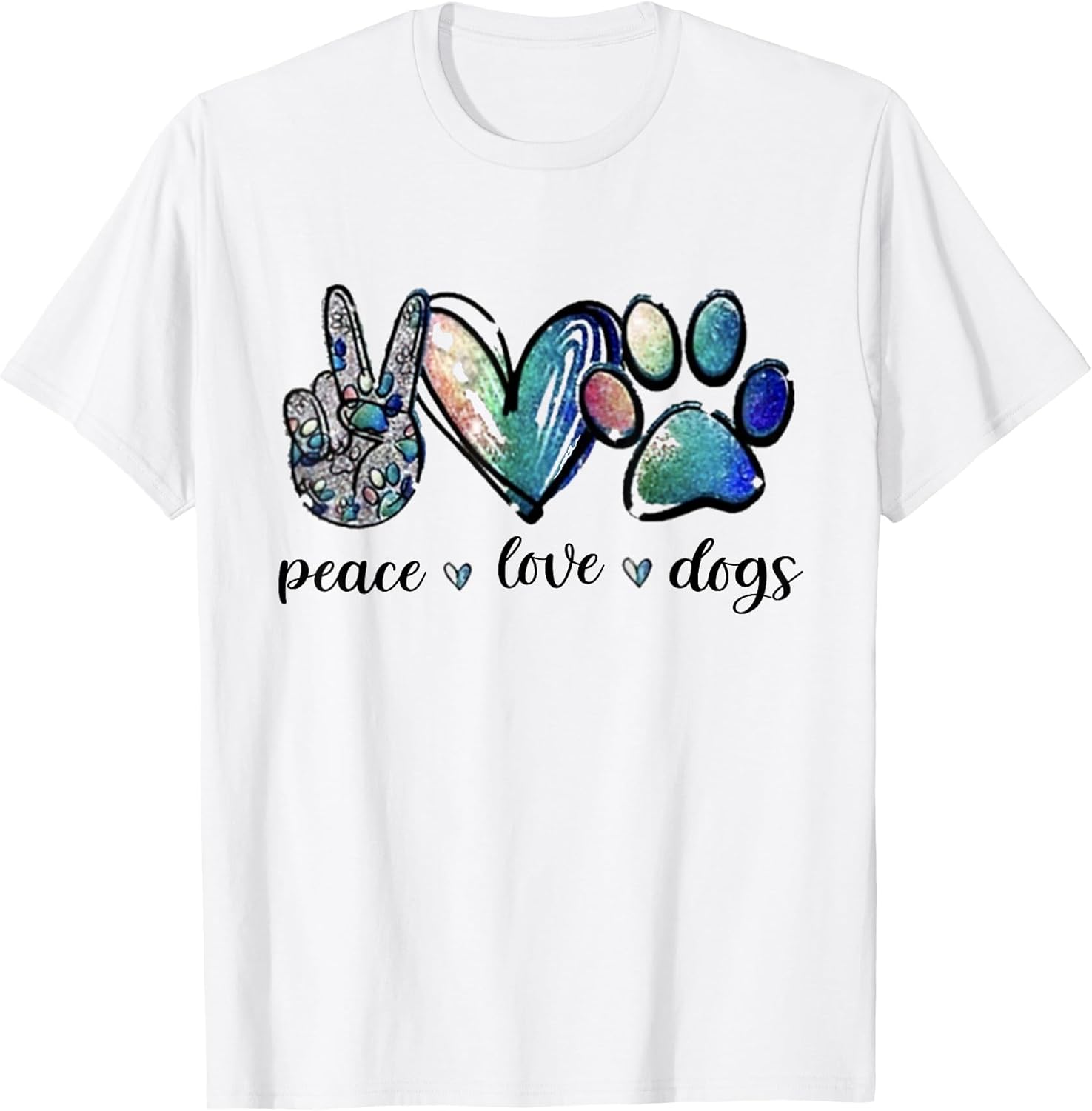Dog Lover Peace Love Dogs Puppy Paw T-Shirt Small