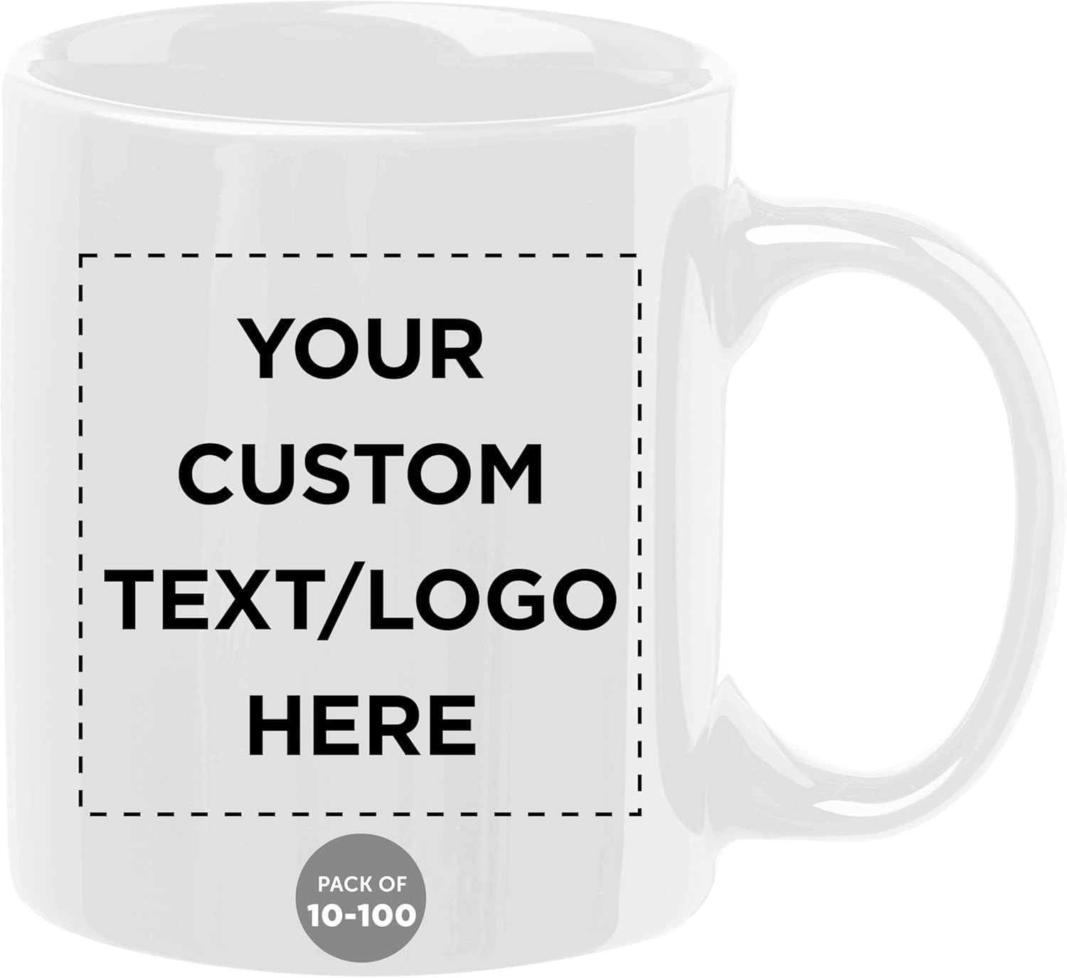 Custom Ceramic Coffee Mugs 11 oz. Set of 10/50/100, Personalized Bulk Pack - Coffee cup set, Iced coffee cup, Gaming mug - White