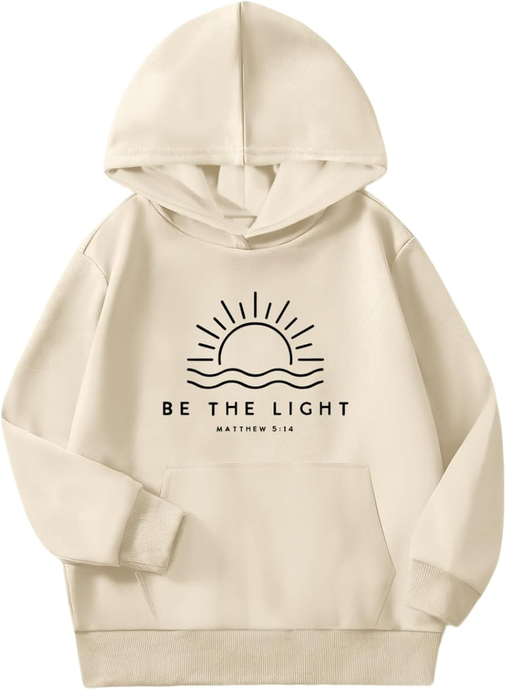 Be The Light Christian Hoodie for Girls Bible Verse Jesus God Religious Faith Sweatshirt Preppy Cute Graphic Top