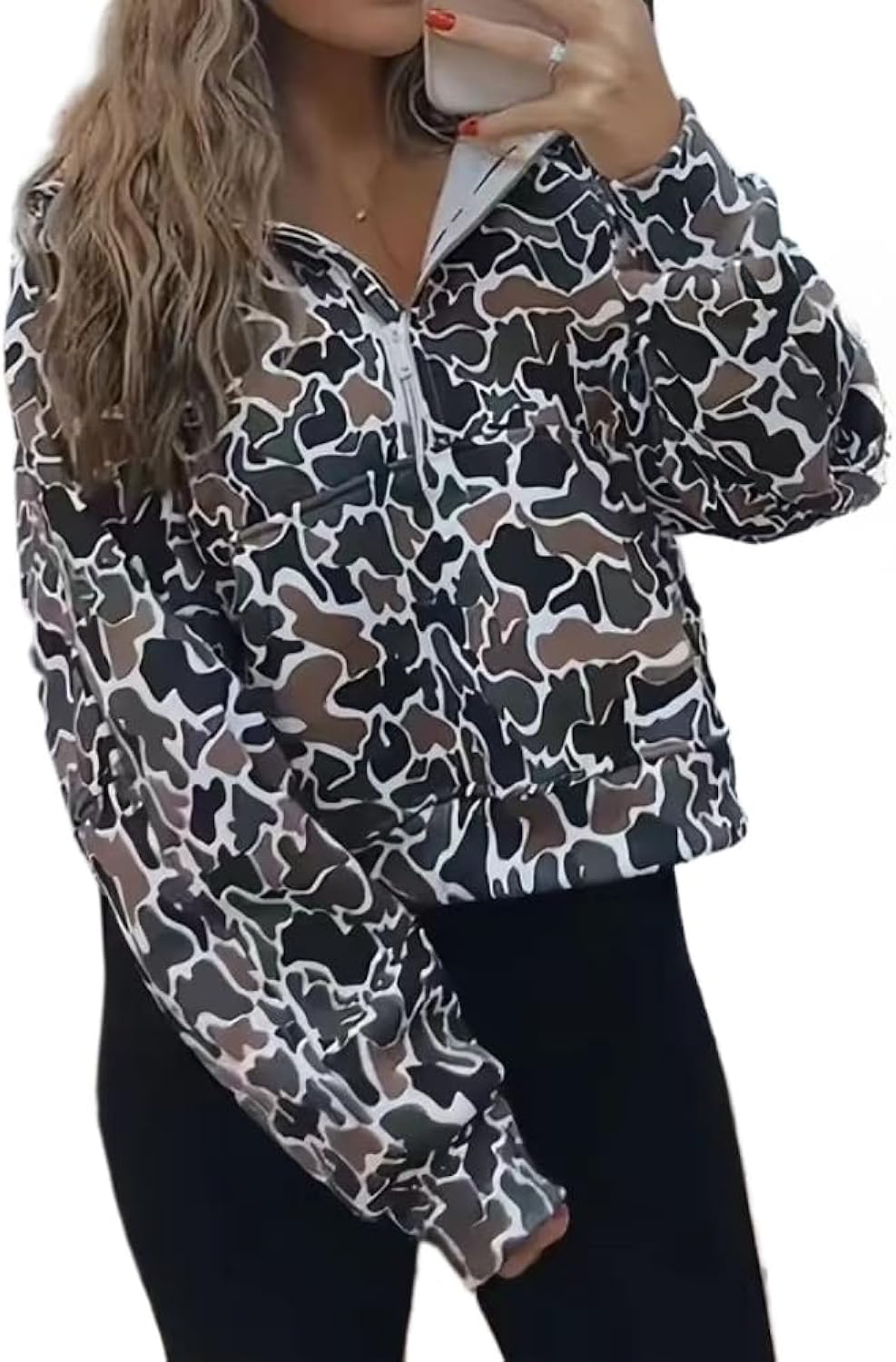 Oversized Quarter Zip Pullover Women Camo Zip Up Hoodie Purple Camo Hoodie Womens Colorful Patchwork Graphic Hoodies